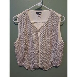 Vintage Giorgio Armani Designer Beaded Silk Vest Made In Italy Size 44 Read Des.